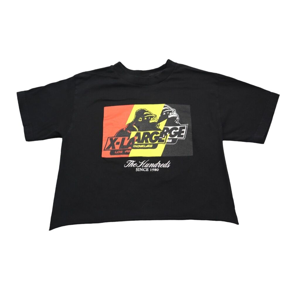 The Hundreds Shirt Womens S Black Cropped Short Sleeve Crew Neck Cotton T Shirt
